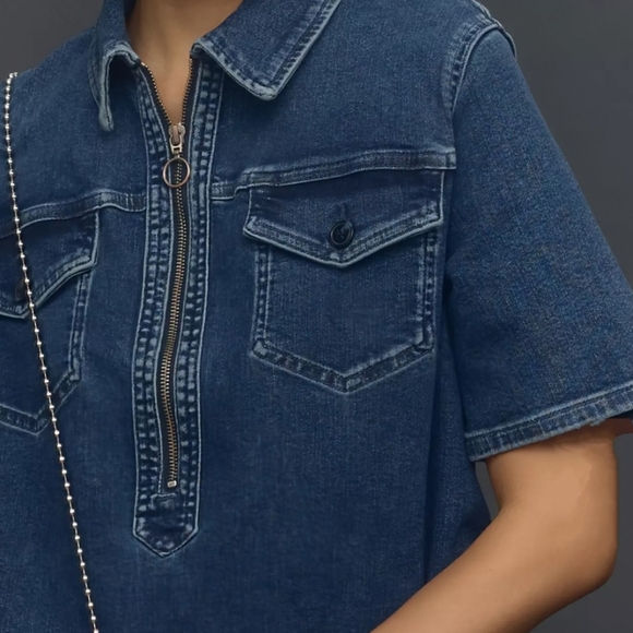NWT ANTHROPOLOGIE | The Westley Regenerative Cotton Denim Dress by Pilcro - Picture 3 of 4